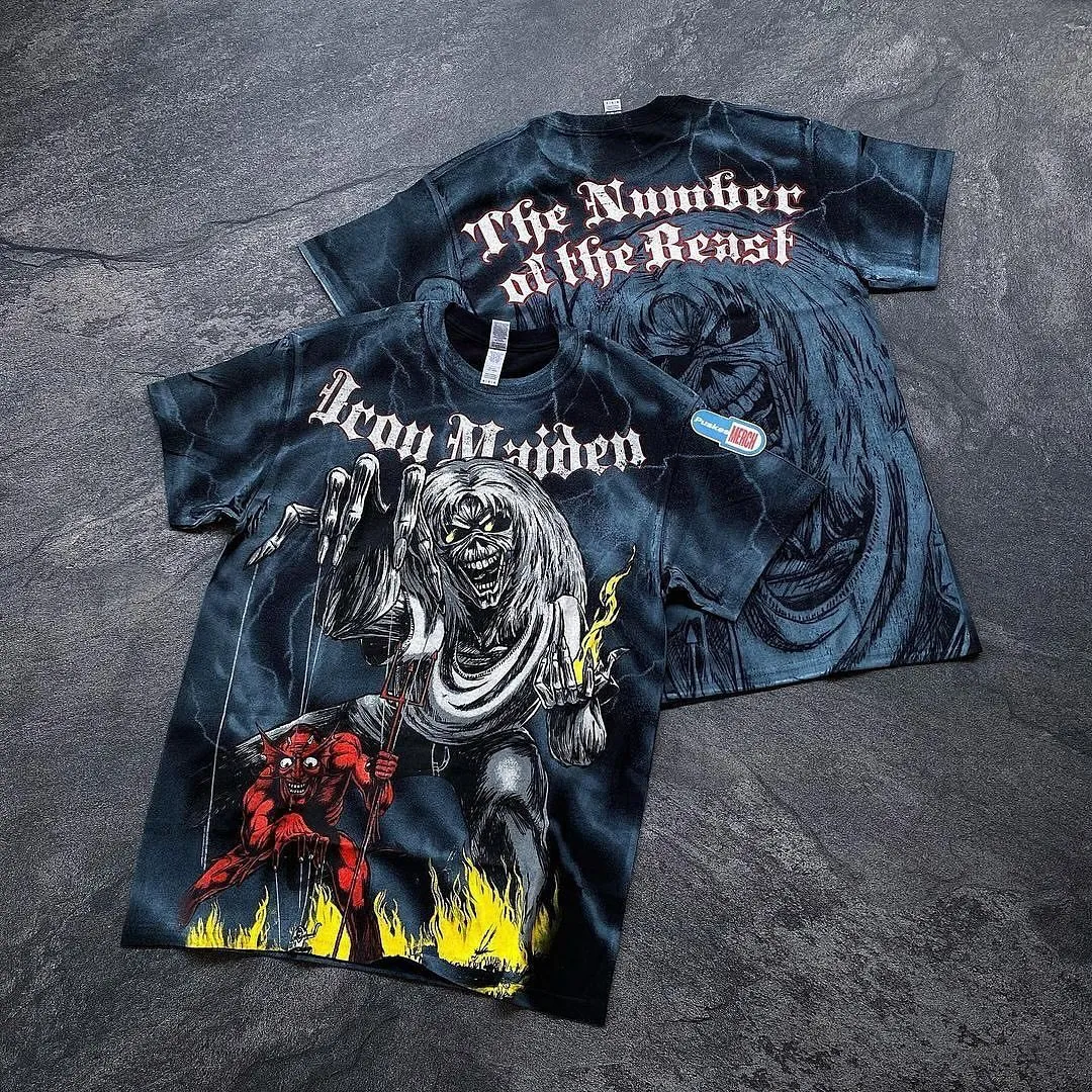 Iron Maiden - Sketched Number Of The Beast Allover