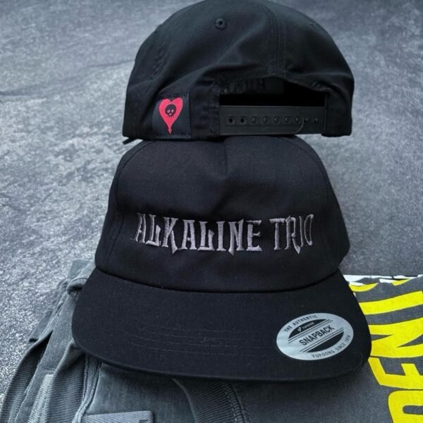alkaline trio embroidered logo snapback cap